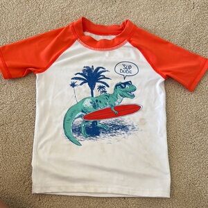 Place Orange and White Rashguard Swim Top